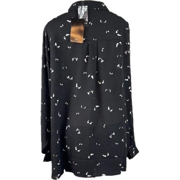 Disney +3 Button Collar Spooky Eyes Haunted Mansion Relaxed Long Sleeve Shirt - Picture 4 of 6